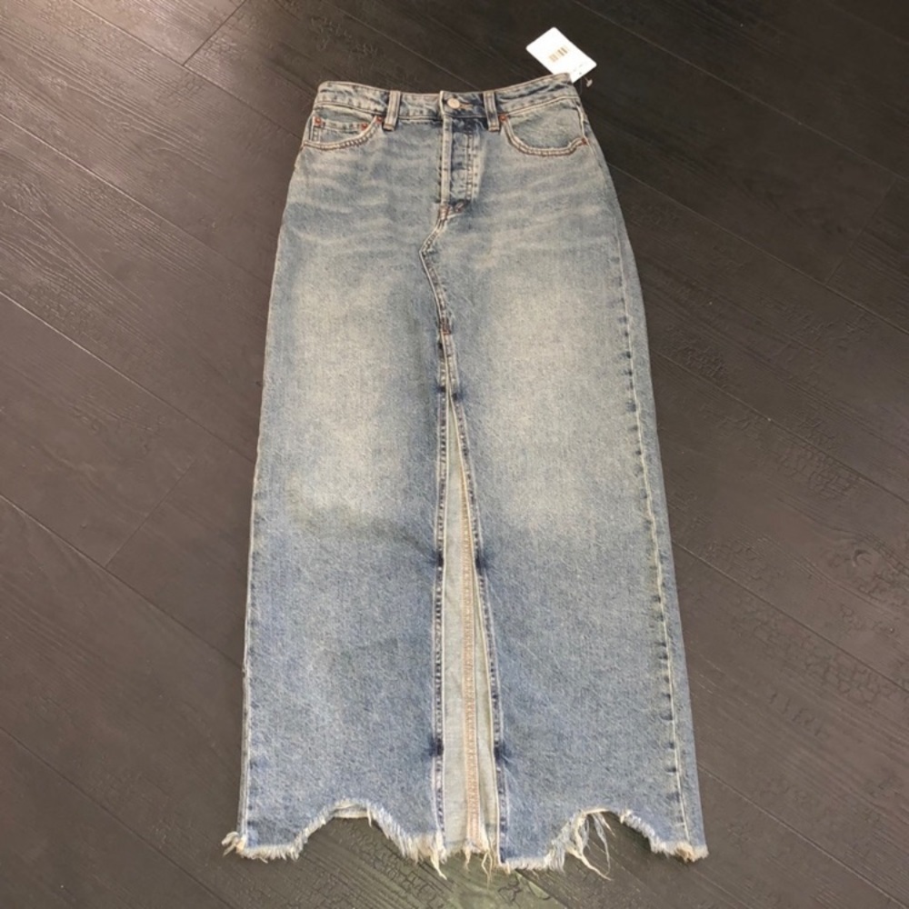 Free People Long Denim Skirt Size 24
